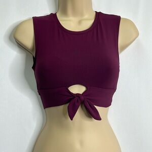Robin Piccone tie front crop top tank berry XS